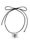 Velvet Luna Suede Orchid Choker Necklace In Black