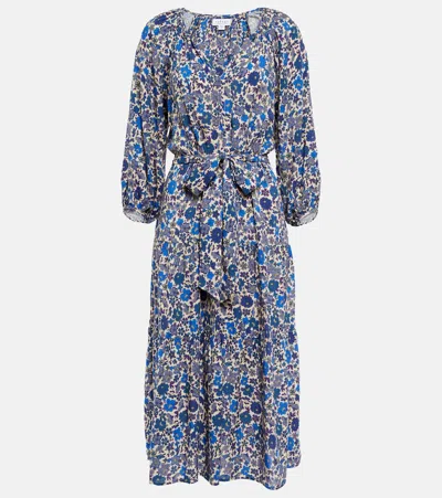 Velvet Maddy Floral Midi Dress In Blue Floral