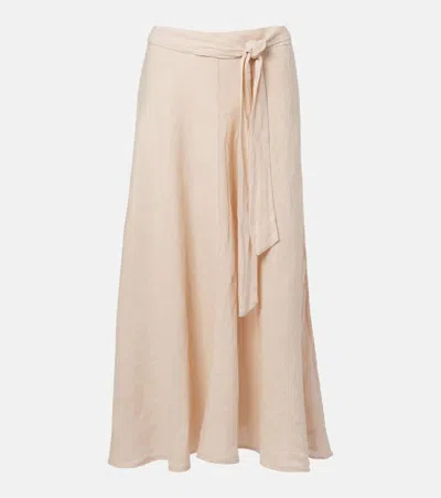 Velvet Malina Linen Midi Skirt In Pink