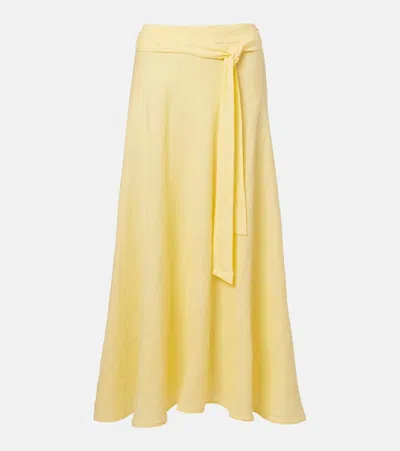 Velvet Malina Linen Midi Skirt In Yellow