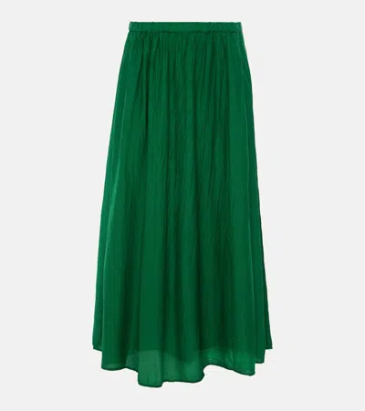 Velvet Mariela Cotton And Silk Maxi Skirt In Green