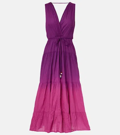 Velvet Marilyn Cotton Voile Midi Dress In Purple