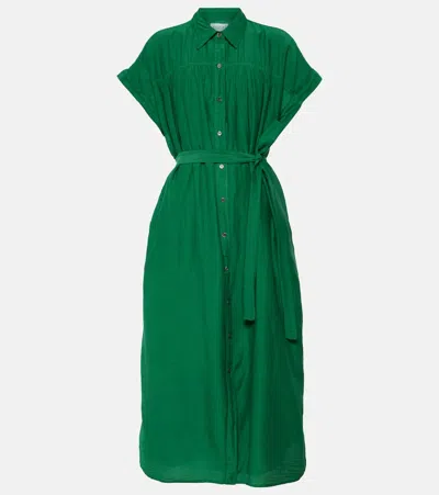 Velvet Marla Cotton And Silk Shirt Dress In Grün