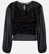 Velvet Marlowe Sequinned Sheer Top In Black