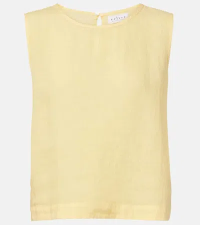 Velvet Maxine Linen Top In Yellow