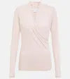 Velvet Meri Draped Cotton-blend Top In Ribbon
