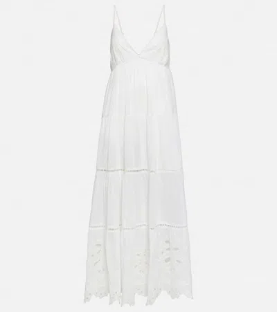 Velvet Michelle Embroidered Cotton Maxi Dress In White