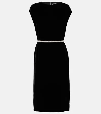 Velvet Midikleid Aus Samt Mit Kristallen In Schwarz