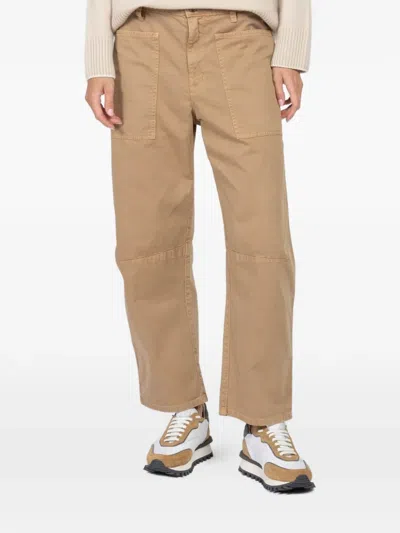 Velvet Multiple-pocket Trousers In Neutral