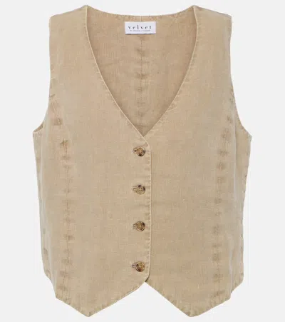 Velvet Mylie Linen Vest In Brown