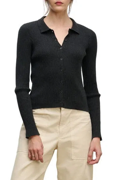 Velvet Nikki Ribbed Cardigan In Black