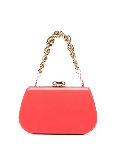 Velvet Nora Leather Clutch Bag In Red