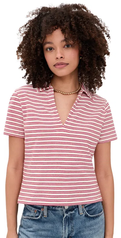 Velvet Perrin Top Natural/red In Pink