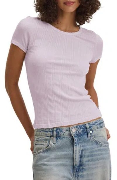 Velvet Pointelle Cotton Blend Tee In Pink