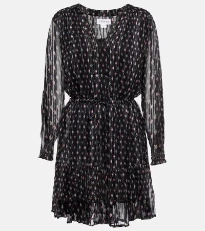 Velvet Anastasia V-neck Lurex Chiffon Mini Dress In Starlit Mu