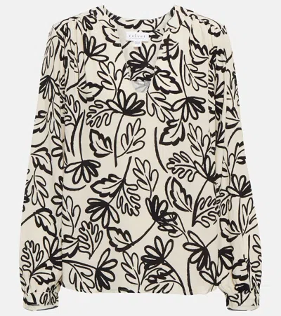 Velvet Printed Crêpe Blouse In Cream