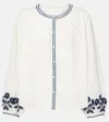 Velvet Rahwa Embroidered Cotton Blouse In White