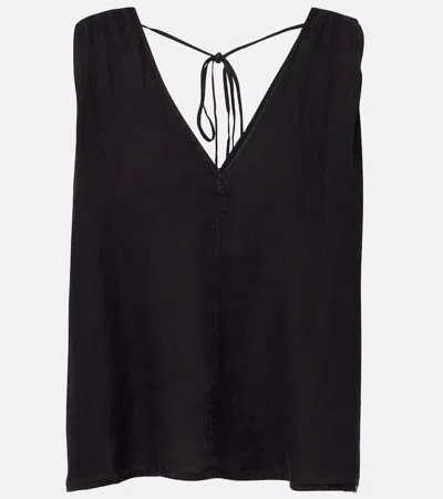 Velvet Renna Linen Top In Black