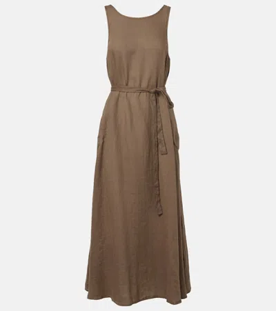 Velvet Reta Linen Midi Dress In Brown