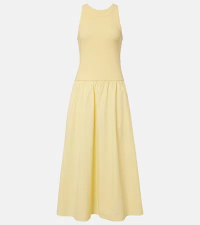 Velvet Romilly Cotton-blend Midi Dress In Yellow