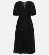 Velvet Rorio Embroidered Cotton Midi Dress In Schwarz