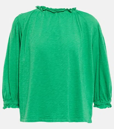 Velvet Ruffled Cotton Top In Amazon
