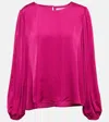 Velvet Satin Top In Raspberry