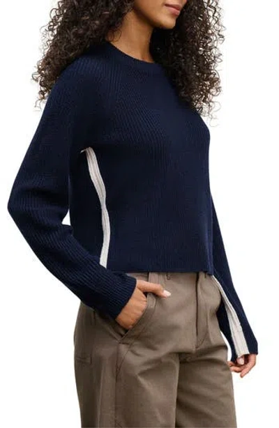 Velvet Savannah Crewneck Wool Blend Sweater In Blue