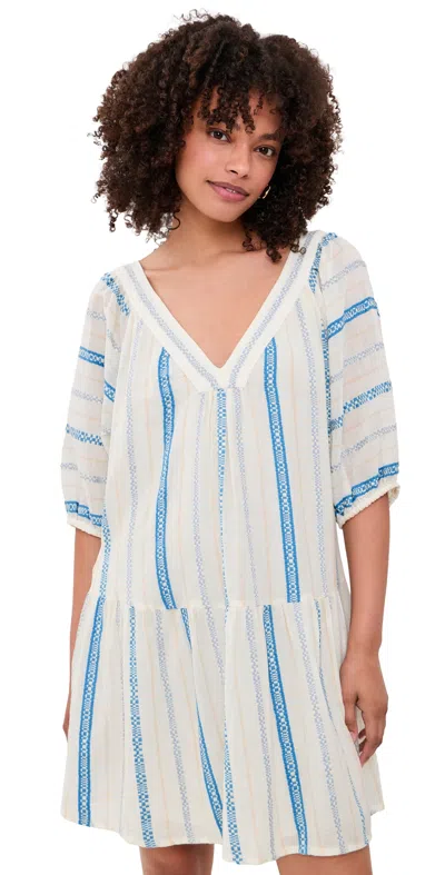 Velvet Selita Dress Cream/blue In Multi
