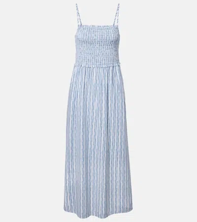Velvet Senara Striped Cotton-blend Maxi Dress In Blue