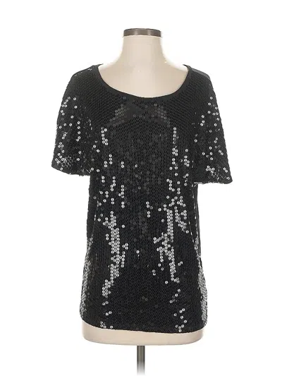 Pre-owned Velvet Short Sleeve Top Black Scoop Neck Tops