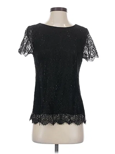 Pre-owned Velvet Short Sleeve Top Black Sweetheart Neckline Tops