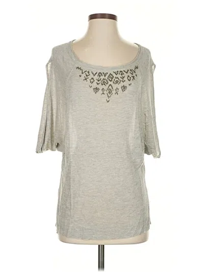 Pre-owned Velvet Short Sleeve Top Gray Cold Shoulder Neckline Tops