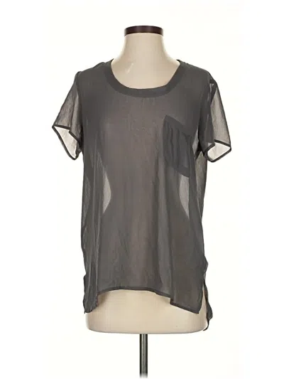 Pre-owned Velvet Short Sleeve Top Gray Scoop Neck Tops
