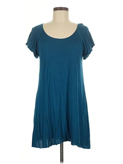 Pre-owned Velvet Short Sleeve Top Teal Scoop Neck Tops In Blue