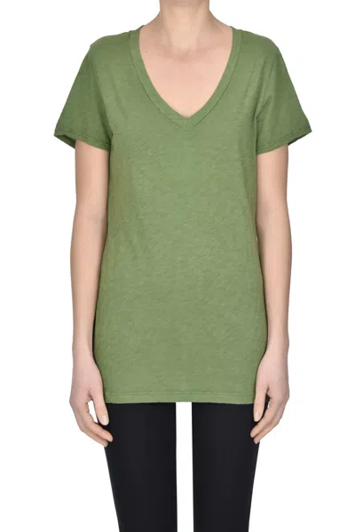 Velvet Slub Cotton T-shirt In Green