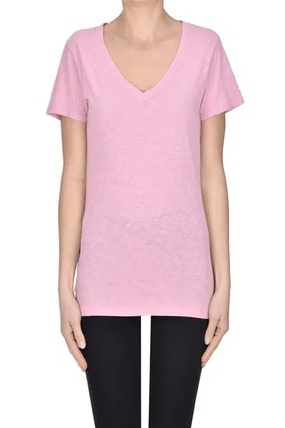 Velvet Slub Cotton T-shirt In Pink