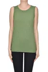Velvet Slub Cotton Tank Top In Olive Green