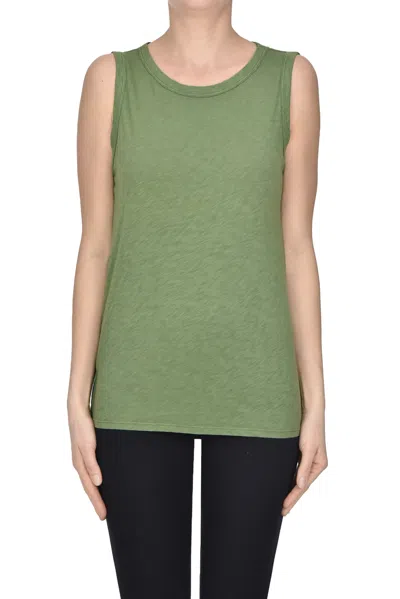 Velvet Slub Cotton Tank Top In Green