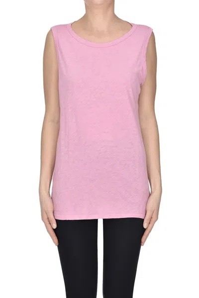 Velvet Slub Cotton Tank Top. In Pink