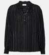 Velvet Striped Lamé Blouse In Black