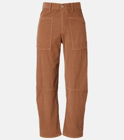 Velvet Sue Cotton Straight Pants In Brown