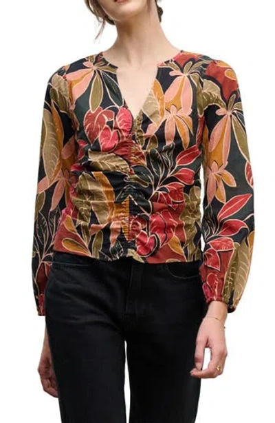 Velvet Sydney Printed Cotton Top In Multi