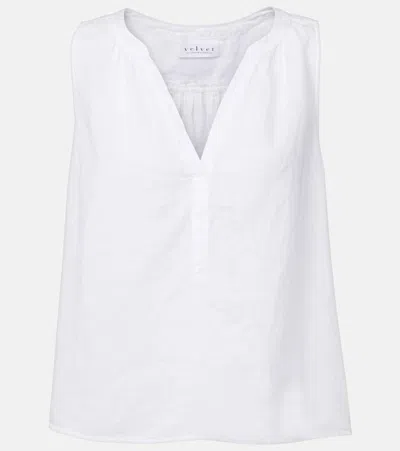 Velvet Tacy Linen Top In White