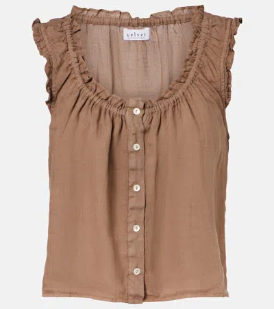 Velvet Tana Linen Top In Brown