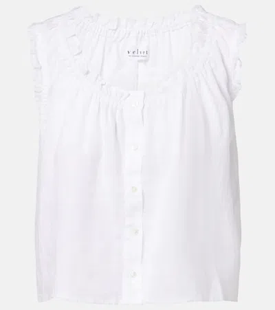 Velvet Tana Linen Top In White