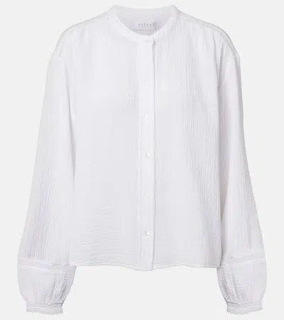 Velvet Taria Cotton Muslin Shirt In White