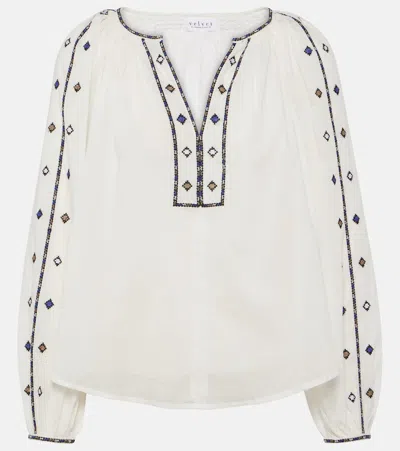 VELVET TINA EMBROIDERED COTTON TOP