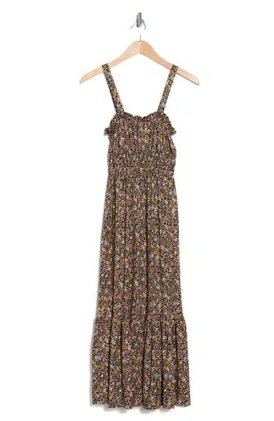 Velvet Torch Floral Maxi Sundress In Olive Print