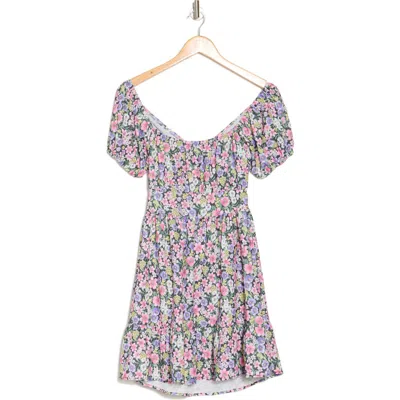Velvet Torch Floral Puff Sleeve Babydoll Dress In Ditsy Floral